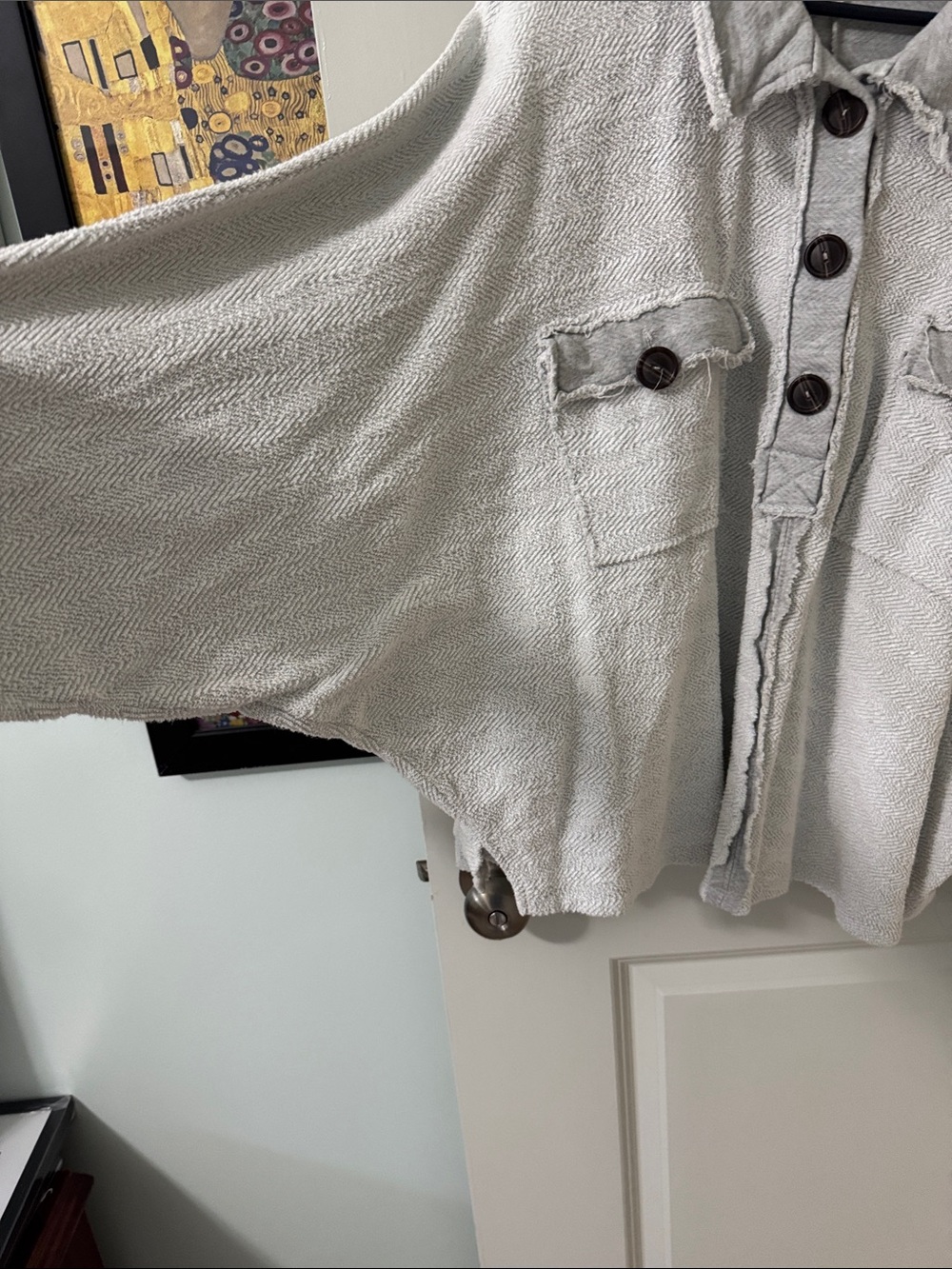 BUCKETLIST Light Gray Oversized Button-Front Utility Jacket - Picture 2 of 6